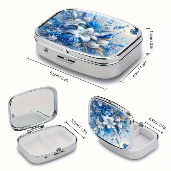 Blue Floral Pill Box - Picture 3 of 5